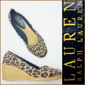 Ralph Lauren Leopard Print Espadrilles Wedges